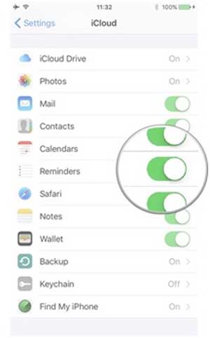 turn off and on icloud calendars sync on iphone to fix iphone calendar disappeared