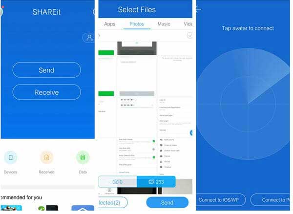 send contacts from one iphone to another via shareit