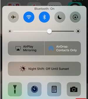 enable blutooth and airdrop on iphone