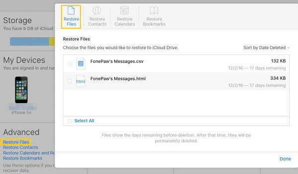 restore files from icloud drive