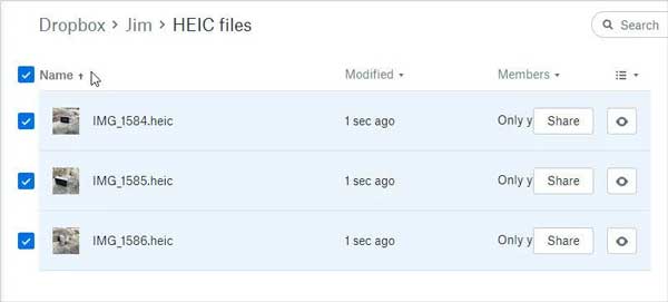 how to view heic images on android via dropbox