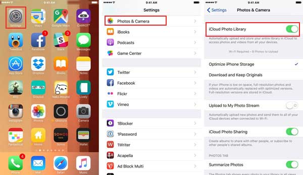 enable icloud photo library before downloading heic images