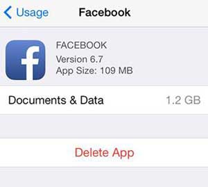 claer facebook caches on iphone from settings app