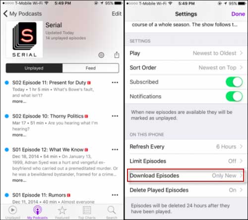 how to prevent podcasts from automatically downloading