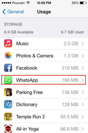 check whatsapp usage on iphone