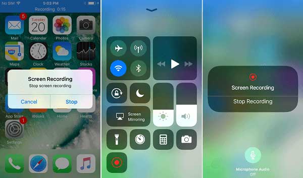stop to record iphone screen on ios 11