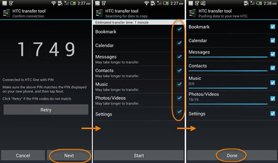 copy data from one htc phone to another via htc transfer tool