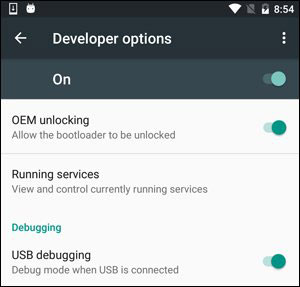 enable usb debugging on android
