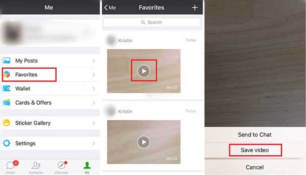 save videos from wechat favorites on iphone