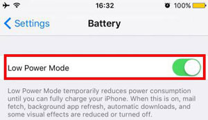 enable low power mode on iphone