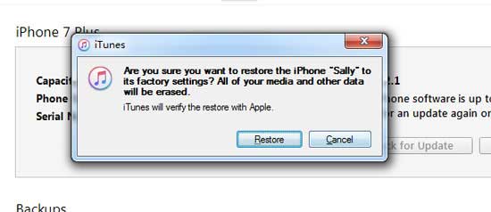 delete everything off iphone via itunes