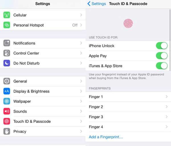 check setting if touch id not working