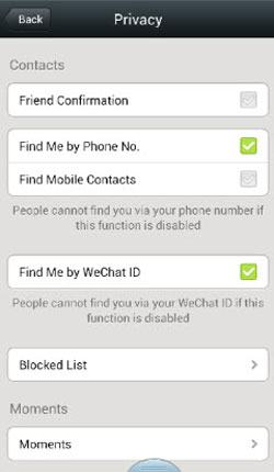 apply wechat privacy settings on iphone