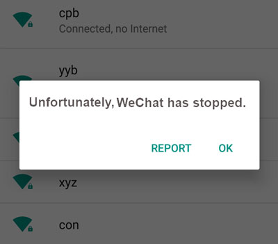 wechat has stopped