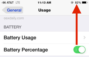 show battery percentage on iphone