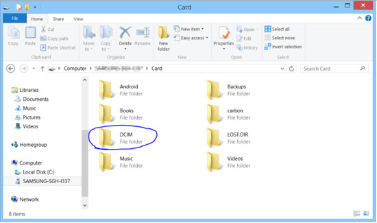 open camera folder on computer