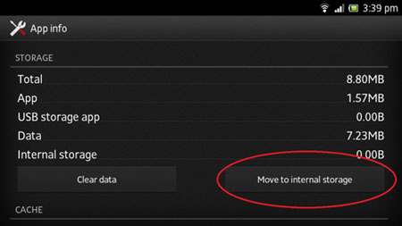 fix android tablet white screen by moving apps to internal storage