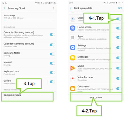 back up galaxy s9 data to samsung cloud