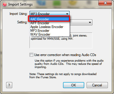 tap on import settings