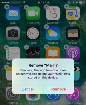 uninstall mail app on iphone