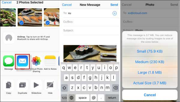 how to transfer photos from iphone to iphone via email