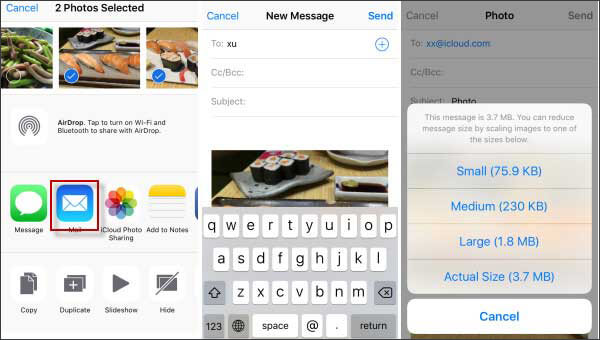 how to reduce iphone photo size via email