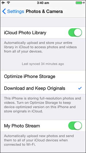 optimze photo storage to free up memory on iphone