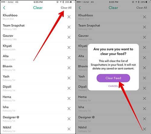 claer snapchat conversation entirely