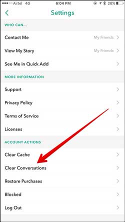 clear conversations on snapchat