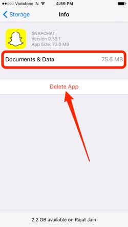 delete snapchat on iphone