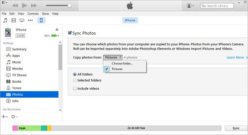 how to transfer photos from iphone to iphone via itunes