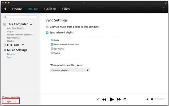 sync itunes music to htc