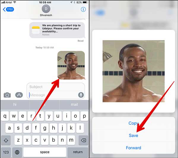 save gifs from message app to iphone or ipad in ios 11