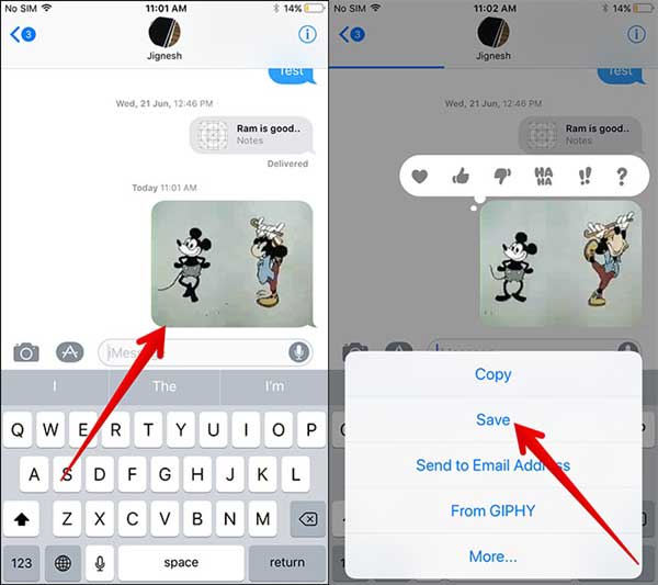 save gifs from message app to iphone or ipad