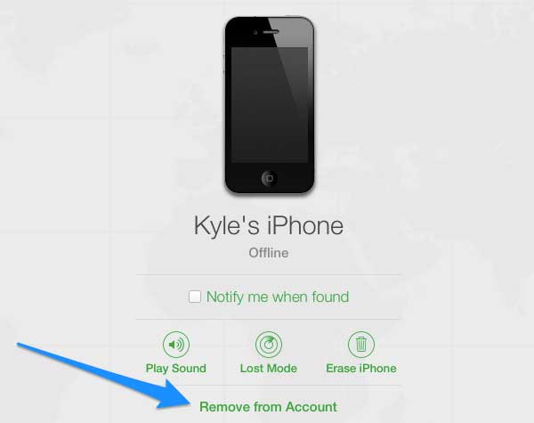 remove a device from find my iphone