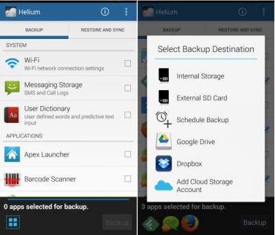 backup android with helium
