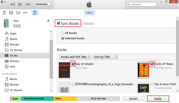 sync books to iphone