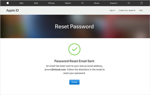 resetting apple id passcode from the web browser