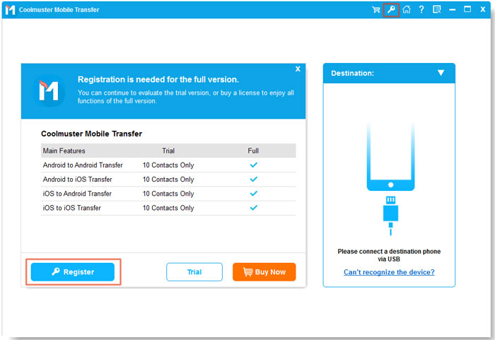 trial and full version of mobile transfer