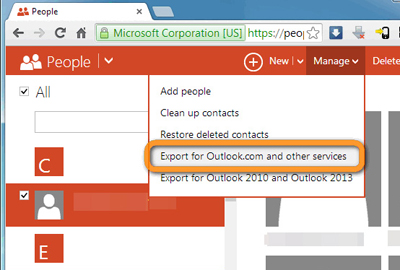 sync contacts from lumia to outlook