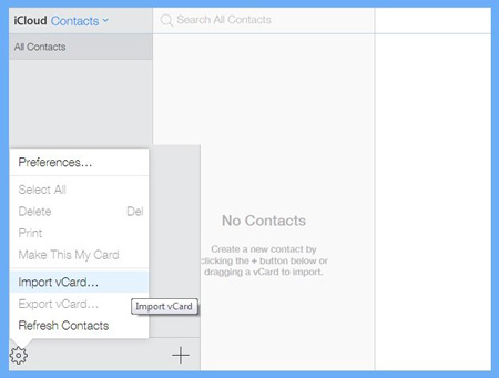 transfer google contacts to iphone via icloud