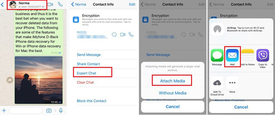 how to take whatsapp backup on iphone without icloud using email