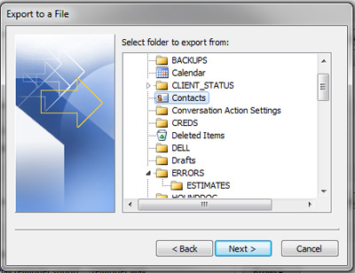 export contacts from outlook