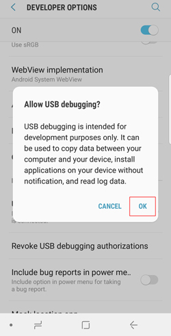 enable usb debugging