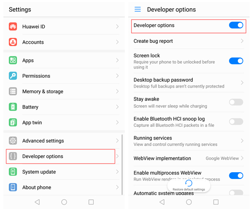 enable usb debugging on huawei honor