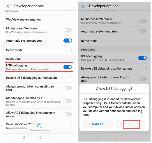 enable usb debugging on huawei mate