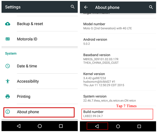 enable usb debugging on motorola