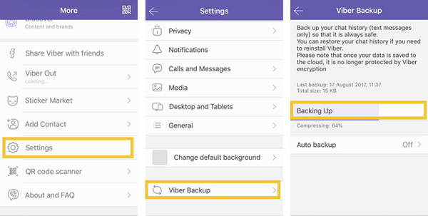 how to back up viber messages to cloud