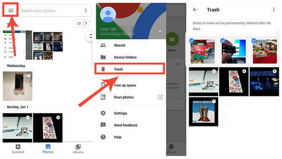 how to restore deleted files from samsung tablet via google photos