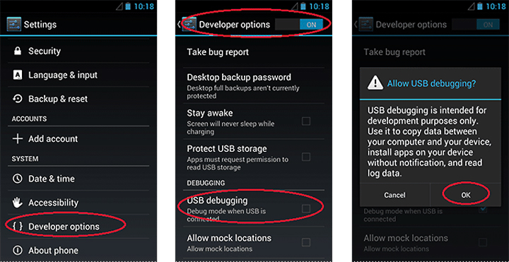 enable usb debugging on android 4.0